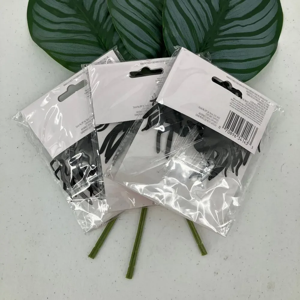 Wilton Black Halloween Accordion Spider Paper Plastic Tooth Pick Cupcake Toppers
